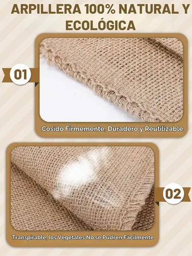 Vista 2 de 4 bolsas de arpillera natural transpirables de 14 x 20 pulgadas con cuerda