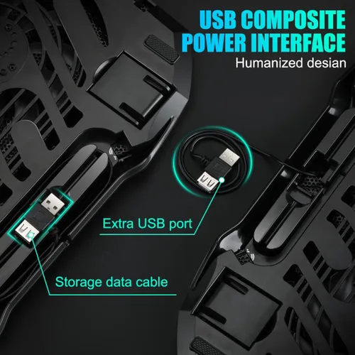 Vista 4 de LIANGSTAR Almohadilla de enfriamiento para laptop, enfriador de laptop para juegos con 2 ventiladores grandes silenciosos, cambio de luz RGB de 7