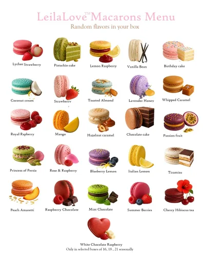 Vista 2 de LeilaLove Macarons Amour 21 Gourmet Macarons - Macarons envueltos individualmente en caja puede variar