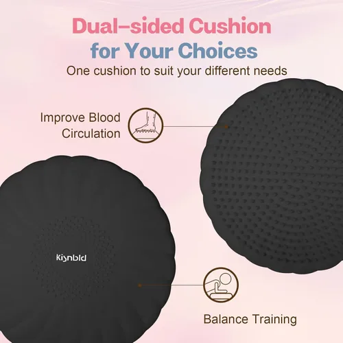 Vista 2 de kisnbld Cojín Tambaleante, Asiento Wiggle Extra Grueso para Niños Sensoriales, Disco de Equilibrio Antideslizante con Bomba de Inflado para Fuerza