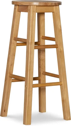Vista 14 de Linon Zeke - Taburete de bar redondo sin respaldo de madera maciza negra con altura de asiento de 29 pulgadas