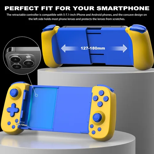 Vista 5 de arVin Wireless Game Controller for iPhone 1515 Plus15 Pro15 Pro Max141312iPadAndroidSamsung Galaxy 232221TabletSwitchPS4PC Gamepad with Hall Effect