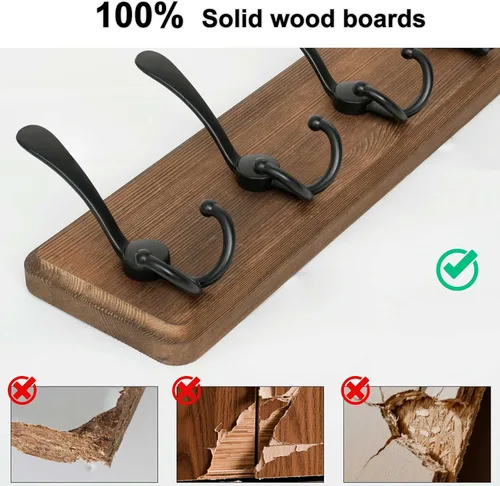 Vista 7 de WEBI Perchero de pared, ganchos para abrigos de pared rústicos, 16" de orificio a orificio, gancho grande para colgar en la pared, perchero