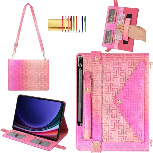 Vista 58 de Bolso Funda para Samsung Galaxy Tab S10 FE/S9 FE 10.9"/S9/S8/S7 11", Techcircle Folio con Soporte Cruzado, Billetera con Ranura para Lápiz S Pen
