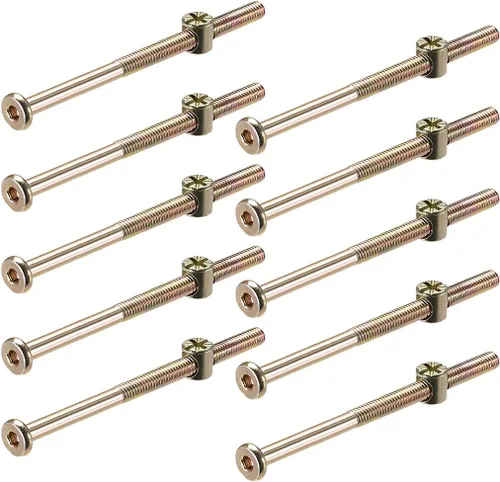 Vista 6 de uxcell M6 x 2.756 in muebles tornillos tuerca tuerca tornillo hexagonal con tuercas de barril Phillips-Ranurado medio hilo cinc 10