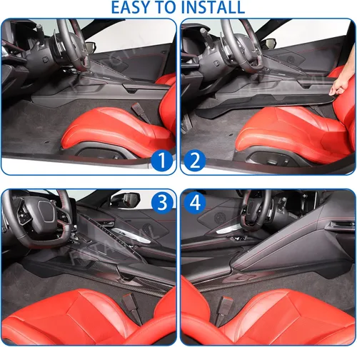 Vista 6 de Co-Pilot - Cubierta de panel lateral de caja de reposabrazos compatible con Chevrolet Corvette C8 2020-2026, moldura de panel lateral del conductor