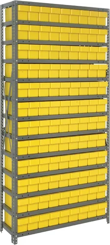 Vista 276 de Quantum QSBU-245BK Heavy Duty Shelving Unit with (7) Shelves and (24) QUS245 Black Bins for Garage Warehouse Storage Distribution 400 lb Load
