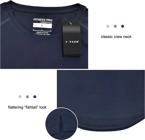 Vista 6 de Camiseta de manga corta ajustada para hombre, de algodón, atlética, para correr, fitness
