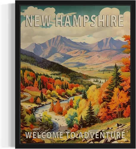 Vista 24 de Póster artístico de paisaje del estado de Alabama, decoración artística de paisaje retro de estados, pintura de montaña y paisaje de aventura