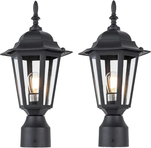 Vista 8 de LIT-PaTH Lámpara de poste para exteriores de 16 pulgadas, farol de poste exterior con vidrio transparente, iluminación de poste de aluminio cableado