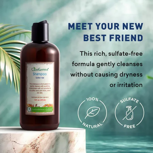 Vista 4 de Just Nutritive Psoriasis Soften Hair Shampoo Champú natural para preocupaciones del cuero cabelludo Champú sin sulfato para hombres y mujeres