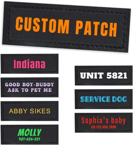 Vista 14 de Parches personalizados con nombre para arnés o collar de perro, texto personalizable, parches tácticos extraíbles, 2 parches personalizados