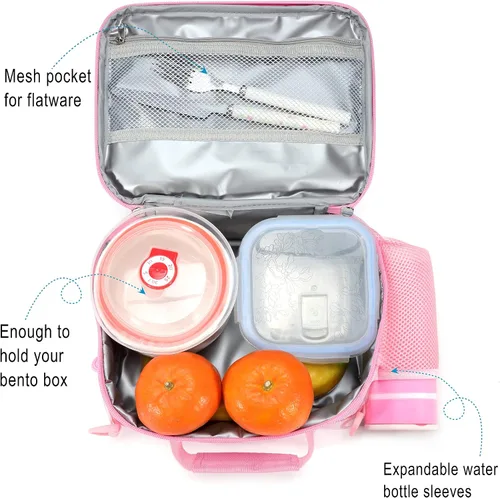 Vista 5 de Mochila escolar para niñas con lonchera para niñas y mochila para libros preescolares primaria