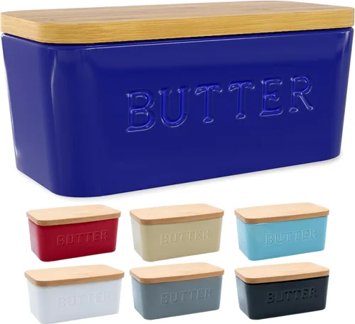 Vista 12 de PriorityChef Plato de Mantequilla Extra Grande con Tapa para Encimera, Envase de Mantequilla de Cerámica con Cubierta Hermética, Soporte