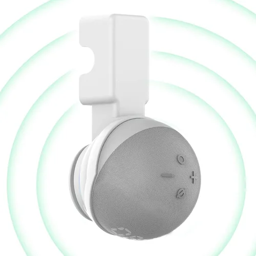 Vista 12 de Soporte de montaje en pared para Amazon Echo Dot 1/2/3/4/4/5th, cable de almacenamiento, accesorios para altavoces