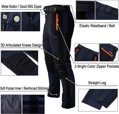 Vista 3 de Kuseeker Pantalones de senderismo elásticos para hombre de secado rápido ligeros impermeables para viajes escalada pesca pantalones