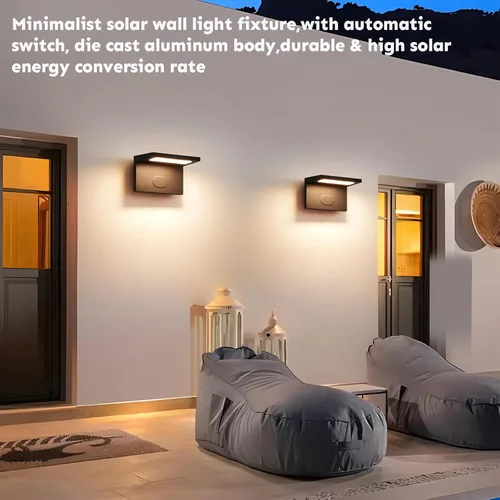 Vista 8 de Luces solares impermeables para exteriores, modernas luces solares de pared al aire libre, modelo de aluminio de lujo, lámpara de pared inalámbrica