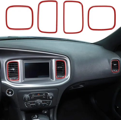 Vista 8 de Hoolcar Cubierta de Moldura de Ventilación del Panel de CA de Control Central del Aire Acondicionado para Dodge Charger 2011-2020, Fibra de Carbono
