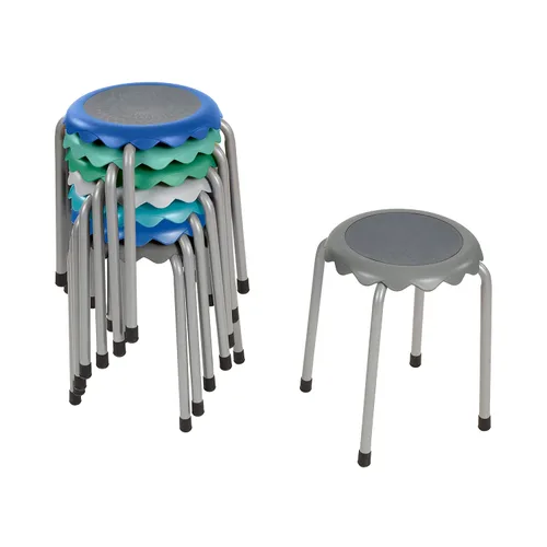 Vista 21 de ECR4Kids Daisy Taburete apilable con juego de asientos deslizantes, asientos flexibles, surtido, 8 piezas