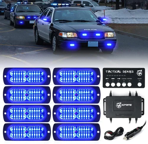 Vista 17 de Xprite Kit de 24 luces estroboscópicas LED ámbar de montaje en superficie con panel de control, conjuntos de luces de advertencia de emergencia
