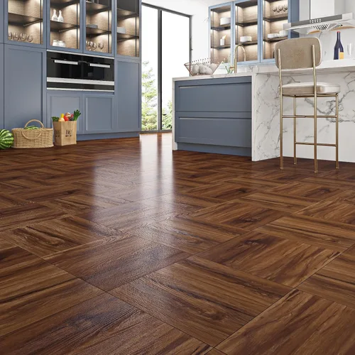 Vista 4 de Livelynine Suelo de madera de acacia natural, baldosas de vinilo impermeable, autoadhesivas, aspecto de madera, suelo laminado apto para inquilinos