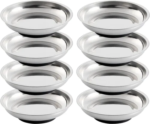 Vista 8 de Juego de 3 bandejas magnéticas de acero inoxidable para tornillos, enchufes, pernos, pasadores, mecánicos y automotrices