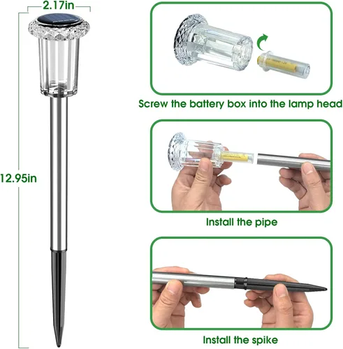 Vista 4 de Eyrosa Luces solares para exteriores, paquete de 15 luces solares para sendero al aire libre impermeables, iluminación con poste para jardín Varios
