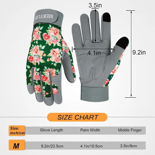 Vista 2 de Guantes de jardinería para mujer, de cuero resistente, a prueba de espinas, guantes de trabajo para mujer