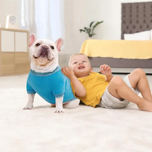 Vista 3 de Idepet Suéter de vellón para perro, camisa para perros pequeños, sudadera para mascotas, suéter suave para cachorros, camisa de invierno cálida