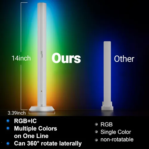 Vista 8 de Barra de luz RGB, barras de luz de juego con múltiples opciones de colocación, luces de juego LED inteligentes con sincronización de música y modos