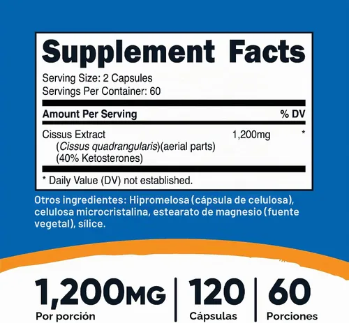 Vista 2 de Nutricost Cissus Quadrangularis (1200 mg) 120 cápsulas, 60 porciones