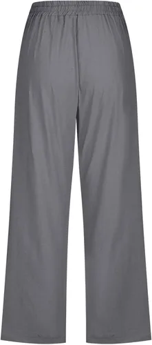 Vista 5 de JEGULV Pantalones cortos de lino para mujer 2023 verano casual elástico cintura alta pierna ancha pantalones palazzo sueltos con bolsillos
