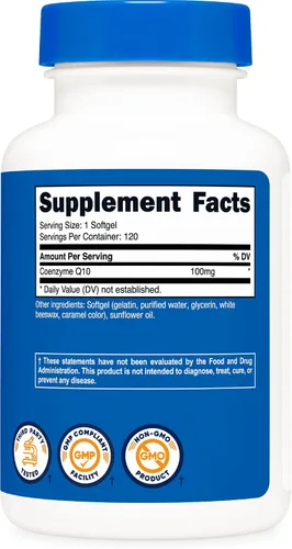 Vista 5 de Nutricost Cápsulas blandas CoQ10 (120 porciones, 100 mg por porción), mejor absorción, suplemento CoQ10 ultra puro, sin gluten y sin OMG