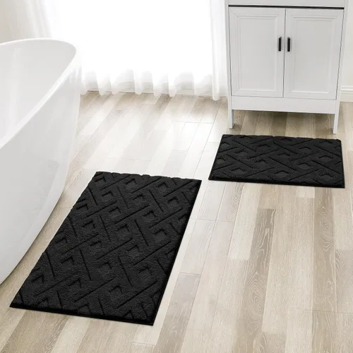Vista 3 de HOMEIDEAS - Juego de alfombras de baño de 2 piezas, antideslizantes, lavables a máquina, de felpa extra suave y absorbente, para baño, tina y ducha