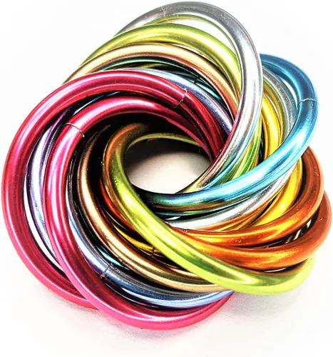 Vista 48 de Bola Fidget Möbii (MultiColor): Herramienta de juguete silenciosa para aliviar el estrés, ansiedad y estimular el ADHD para el hogar, viajes Cromo
