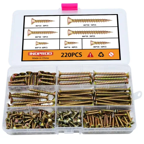 Vista 12 de Kit surtido de tornillos para madera de cabeza plana M3.5 M4 M5, 260 piezas, tornillos de madera autorroscantes de cabeza plana avellanados