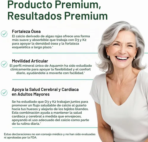 Vista 4 de Organics Ocean Better - Algas rojas de calcio derivadas con D3 y K2, 60 cápsulas