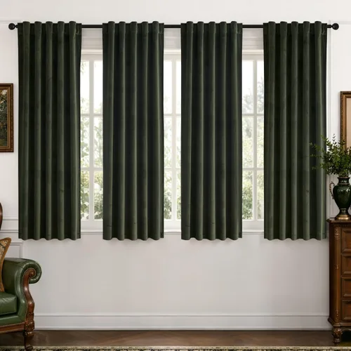 Vista 33 de MIULEE Navy Blue Velvet Curtains 4 Panels Set Back Tab 40 x 96 Inch Long Azul marino