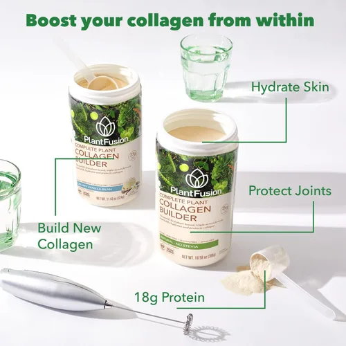 Vista 6 de PlantFusion Paquete de polvo de colágeno vegano, polvo de colágeno a base de plantas + proteína vegana para músculos y articulaciones, cabello, piel
