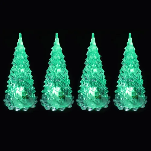 Vista 4 de Uonlytech 4 piezas de mini árbol de Navidad iluminado LED acrílico de Navidad cambiante árbol de Navidad de mesa para decoración de centros de mesa