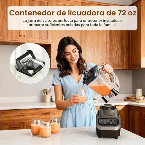 Vista 7 de Piezas de repuesto de licuadora de 72 onzas para licuadora Ninja BL610, solo se adapta a base de 6 aletas, jarra de repuesto con tapa de bloqueo