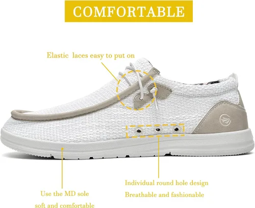 Vista 2 de ZF ZEFUHER Zapatos casuales para hombre, con soporte de arco ortopédico, zapatos náuticos ligeros y cómodos con cordones, mocasines de ancho ancho