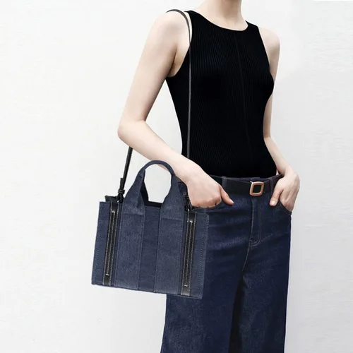 Vista 7 de Casual Bags for Women Patchwork Denim Tote Bag Designer Clutch Women Handbags Shoulder Crossbody Bags Ladies Shopper Purses