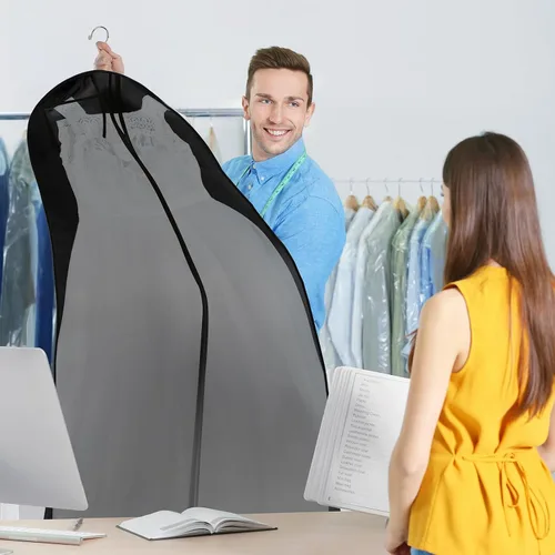 Vista 6 de Windyun Paquete de 6 bolsas de ropa para vestidos de novia de 71 pulgadas, bolsas de vestir para vestidos largos con refuerzo de 9 pulgadas