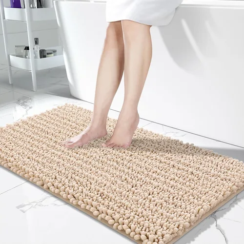 Vista 124 de Yimobra Alfombras de Baño Antideslizantes Lavables - Alfombra de Baño de Chenilla Ultra Suave Absorbente, Alfombra Peluda de Secado Rápido para Negro