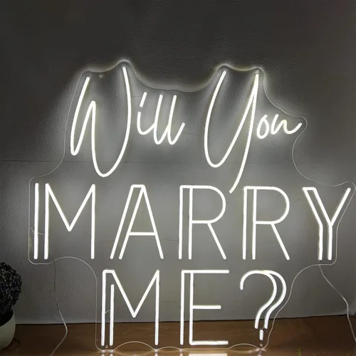 Vista 4 de Letrero de neón con texto en inglés «Will You Marry Me» para decoración de pared, letreros LED, 30 pulgadas de Mr & Mrs para decoración de pared
