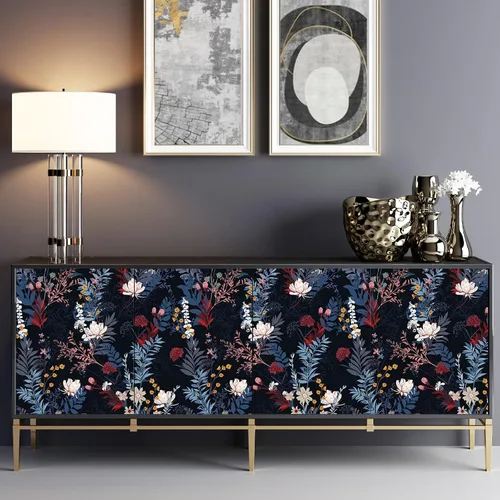 Vista 7 de VEELIKE Papel tapiz botánico oscuro para despegar y pegar, papel tapiz floral negro para dormitorio, baño, sala de estar, 17.7 x 118 pulgadas, papel
