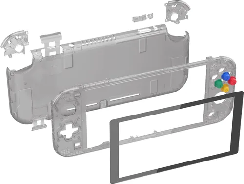 Vista 2 de eXtremeRate Carcasa de repuesto negra transparente para Nintendo Switch Lite, carcasa de controlador de mano NSL con protector de pantalla, funda