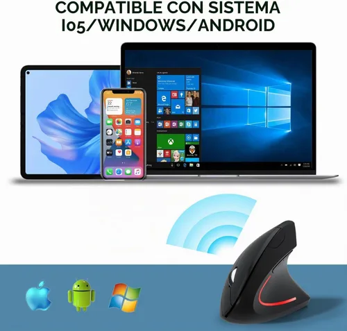 Vista 4 de Ratón ergonómico inalámbrico, ratón vertical inalámbrico 2.4G, DPI ajustable de 800/1200/1600, ratón ergonómico de 6 botones