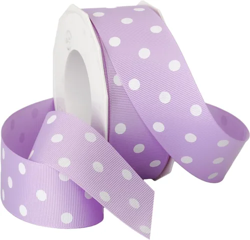 Vista 2 de Morex Ribbon grogrén cinta, 1 1/2" x 20 yardas, Socking Rosa con Blanco puntos (3908.38/20-175)